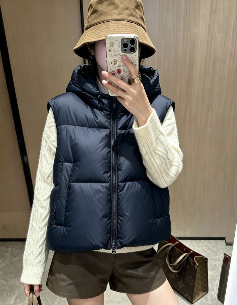 막스마라 후드 다운 베스트 - 샤넬 패딩 레플 참고 이미지